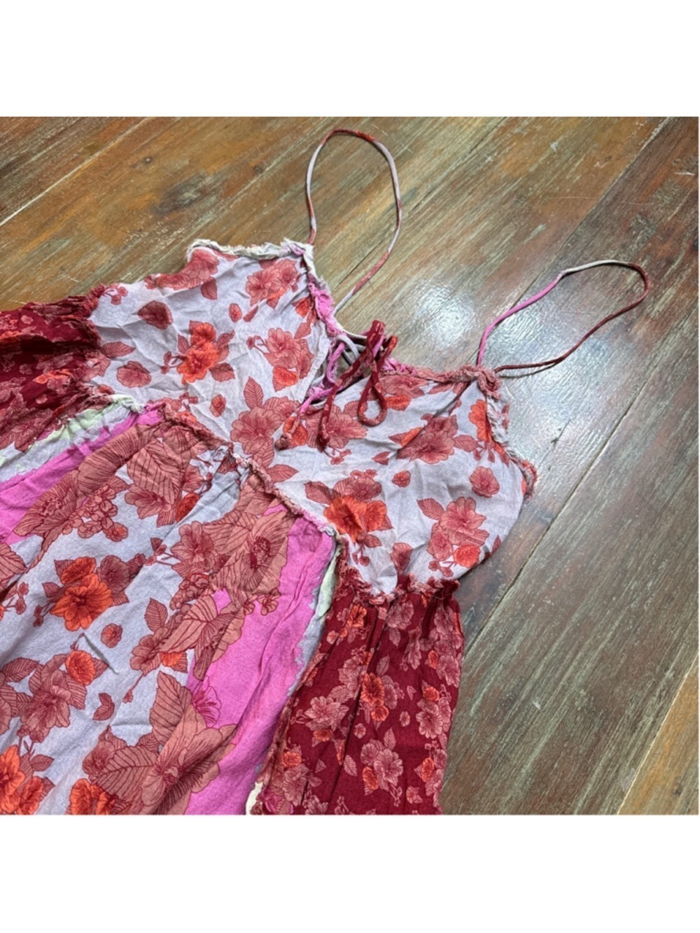 Free People Intimately Floral Patchwork Strappy Mini Dress XS